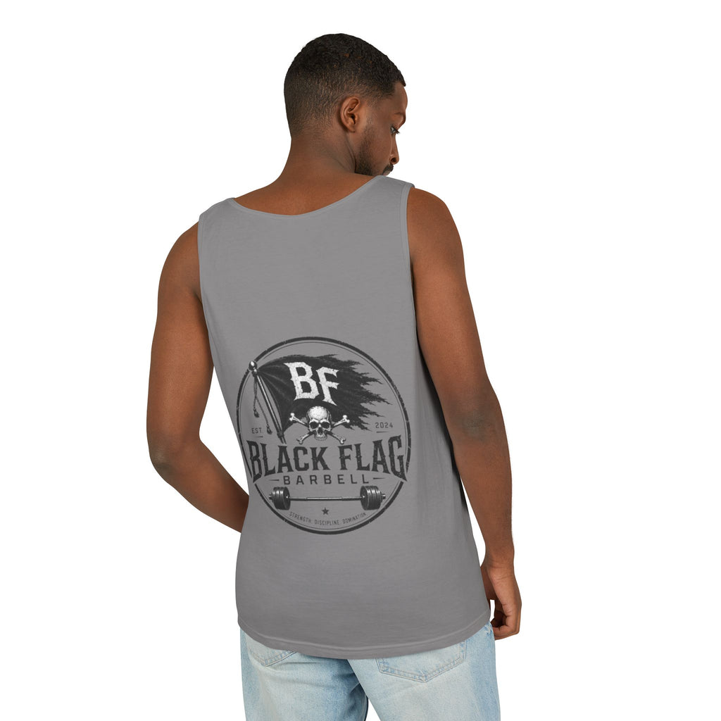 Black Flag Barbell Tank Top — Skull & Flag Weightlifting Gym Tank