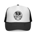 Black Flag Barbell Trucker Hat — Vintage Fitness Logo Cap
