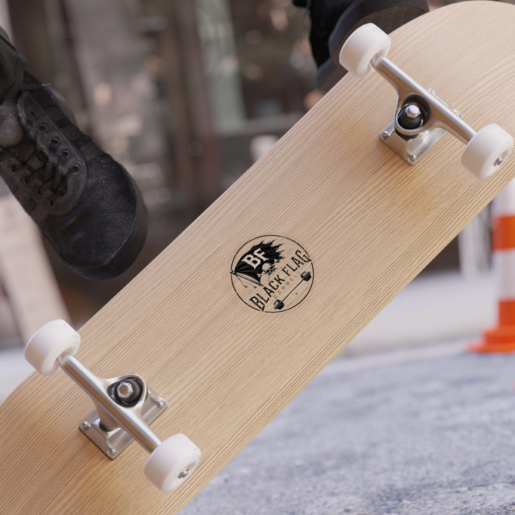 Black Flag Barbell Round Outdoor Sticker — Skull & Barbell Logo (Transparent)