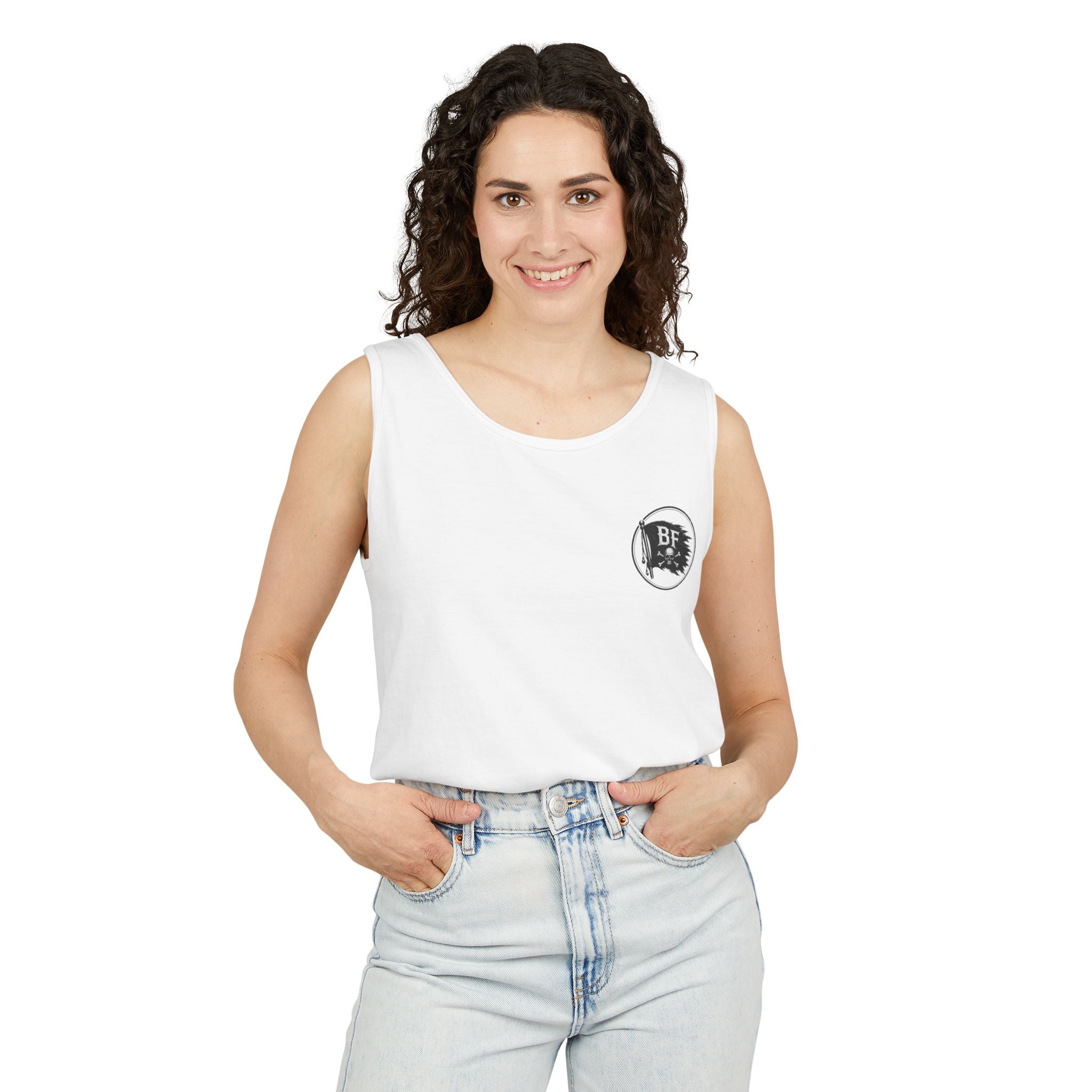 Black Flag Barbell Tank Top — Skull & Flag Weightlifting Gym Tank