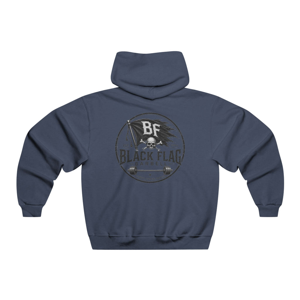 Black Flag Barbell Logo Hoodie — Vintage Gym Weightlifting Sweatshirt