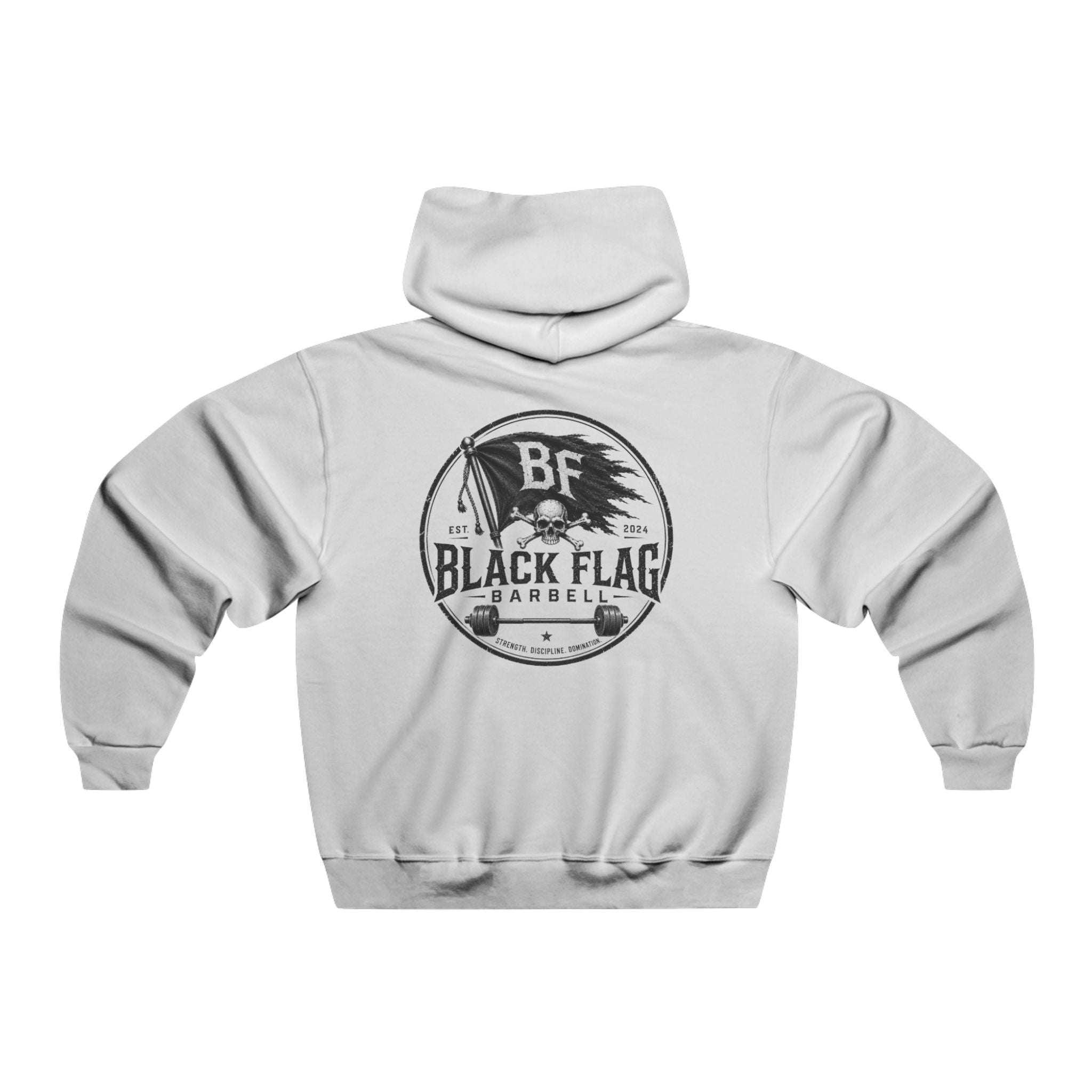 Black Flag Barbell Logo Hoodie — Vintage Gym Weightlifting Sweatshirt