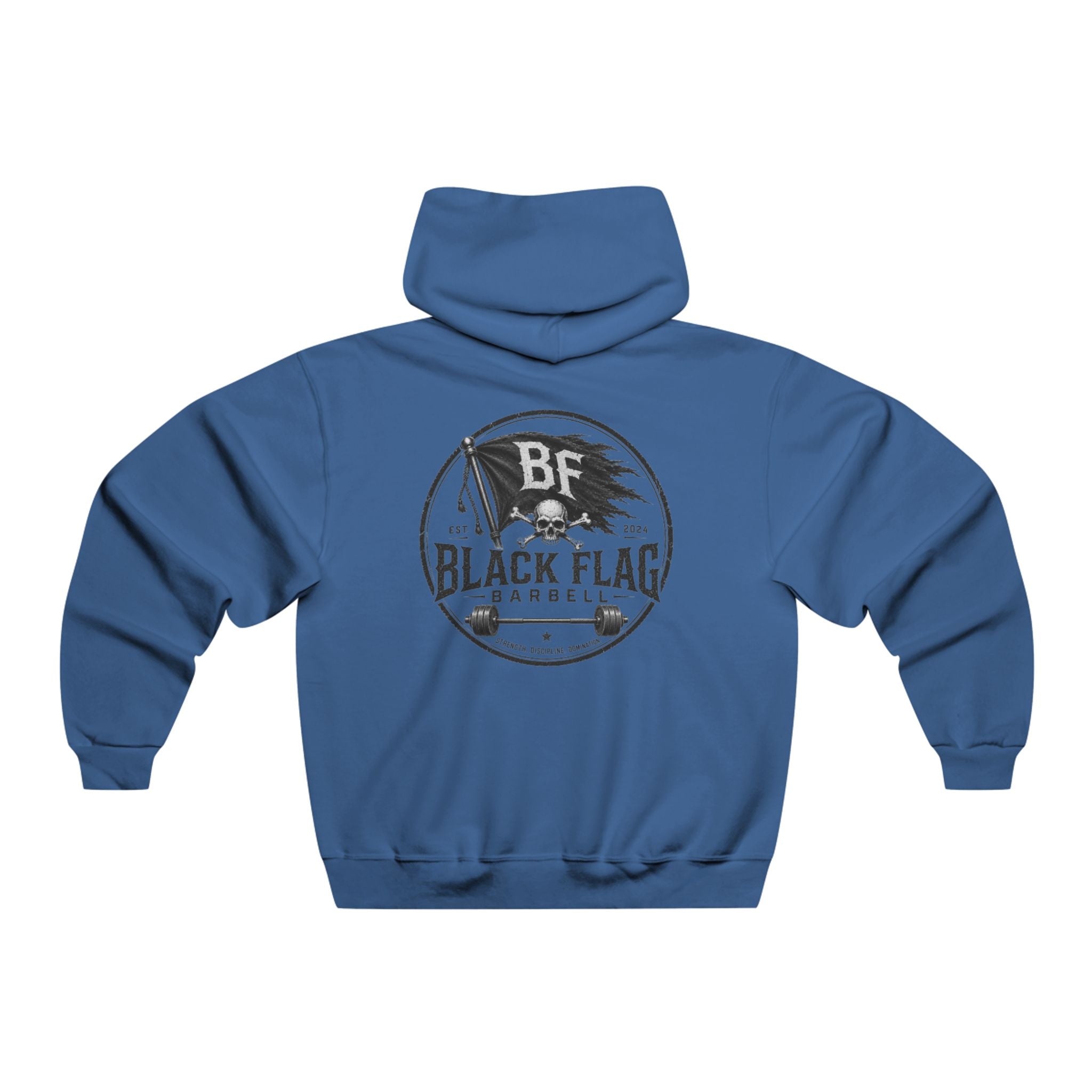 Black Flag Barbell Logo Hoodie — Vintage Gym Weightlifting Sweatshirt