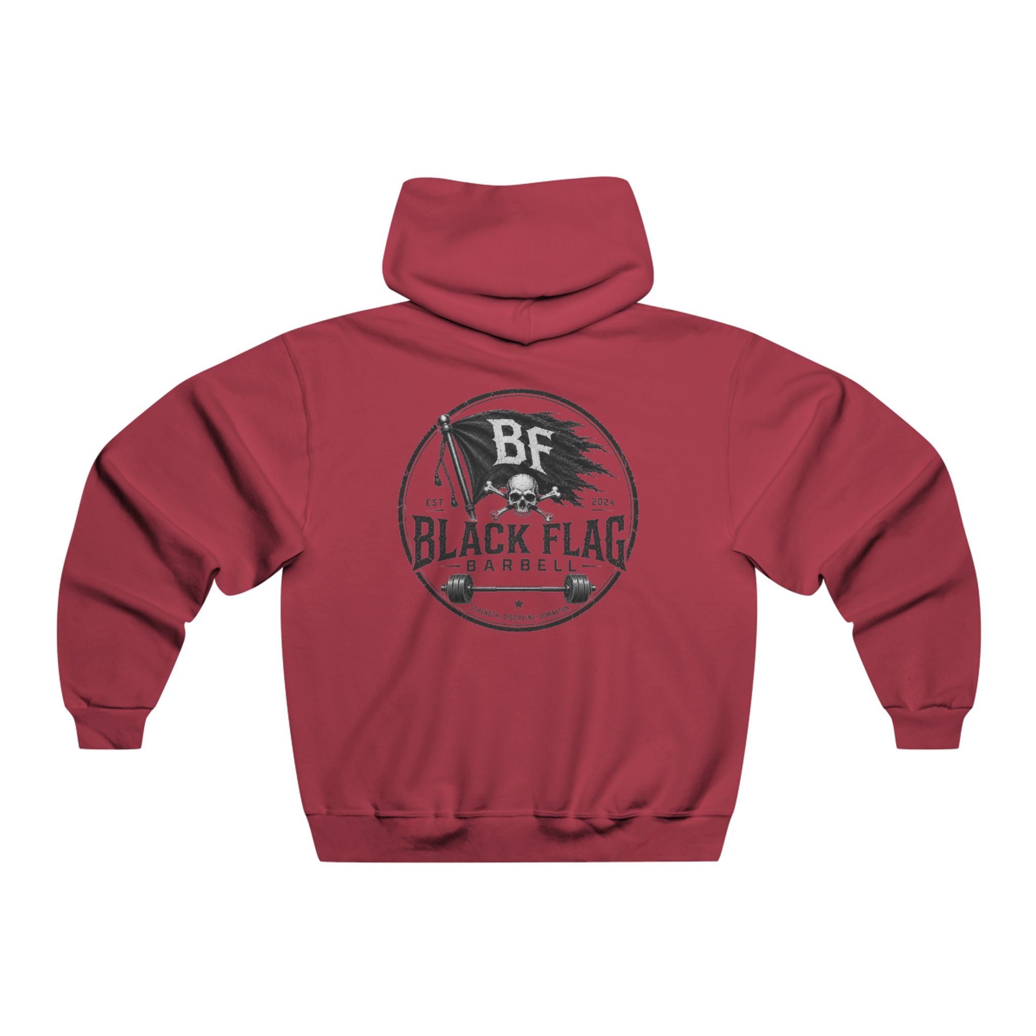 Black Flag Barbell Logo Hoodie — Vintage Gym Weightlifting Sweatshirt