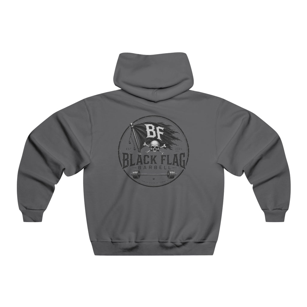 Black Flag Barbell Logo Hoodie — Vintage Gym Weightlifting Sweatshirt