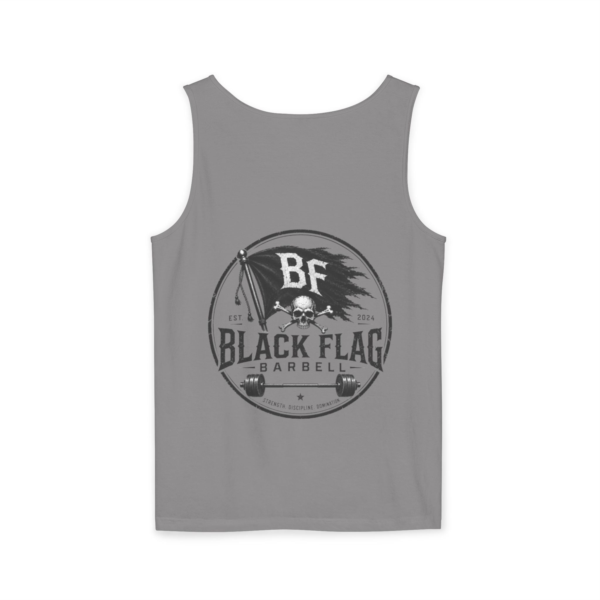Black Flag Barbell Tank Top — Skull & Flag Weightlifting Gym Tank